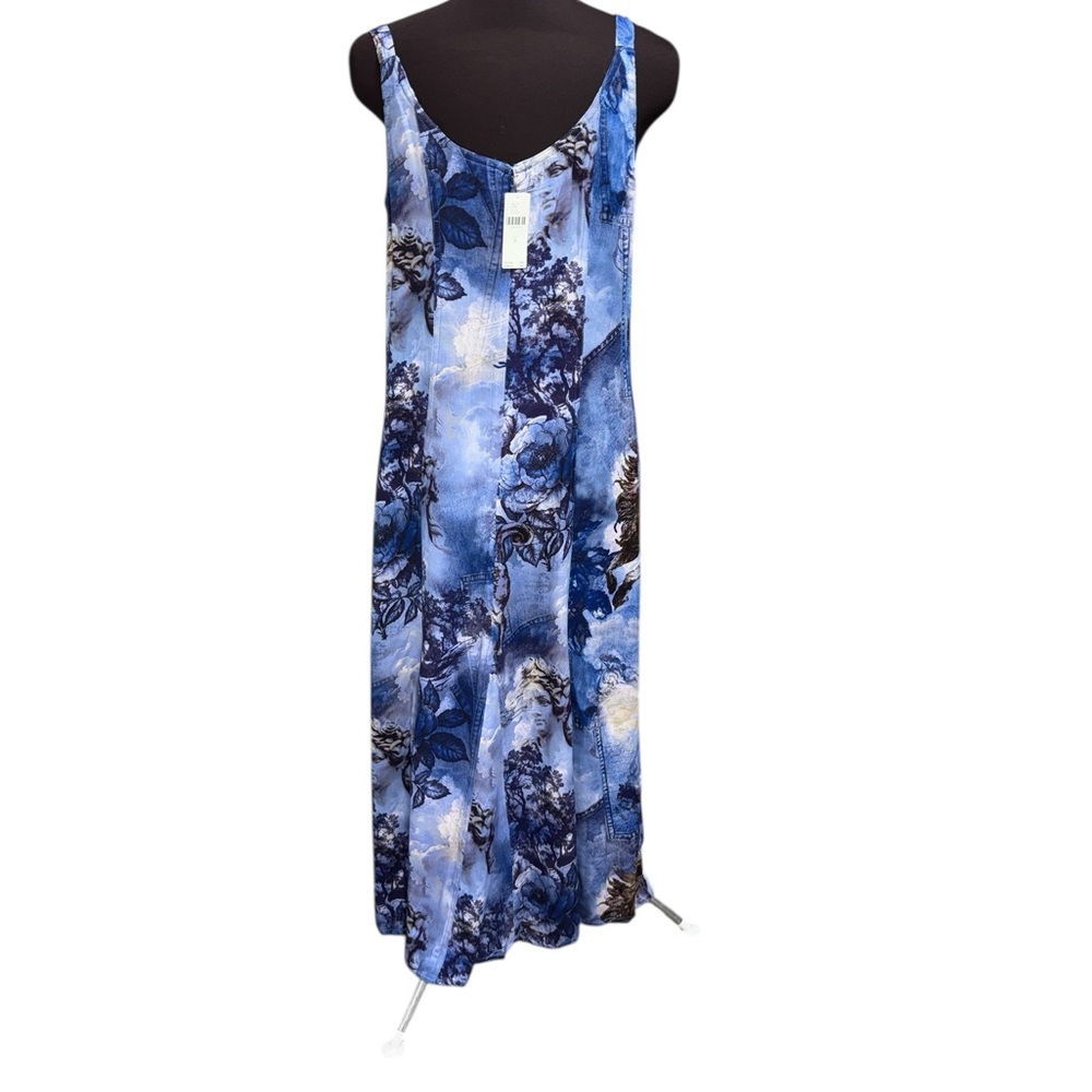 Anthropologie Blue Floral-Print Backless Midi Dress - Picture 3 of 13
